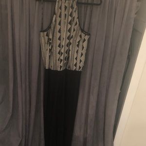 Black and Cream Sleeveless Jumpsuit